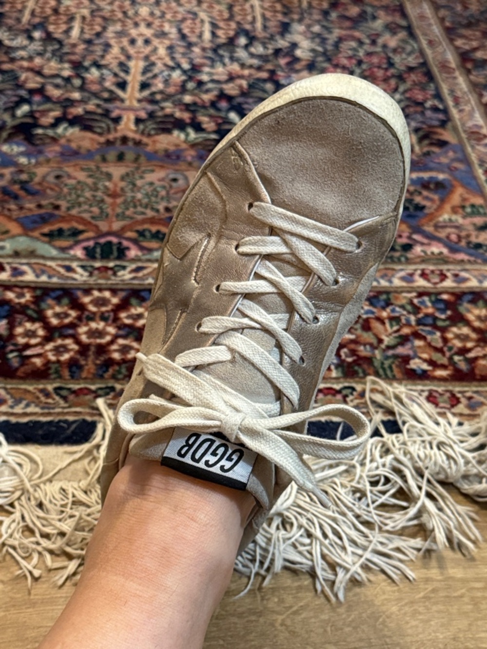Golden Goose Beige Suede Star Sneakers with Laces - Picture 9 of 10